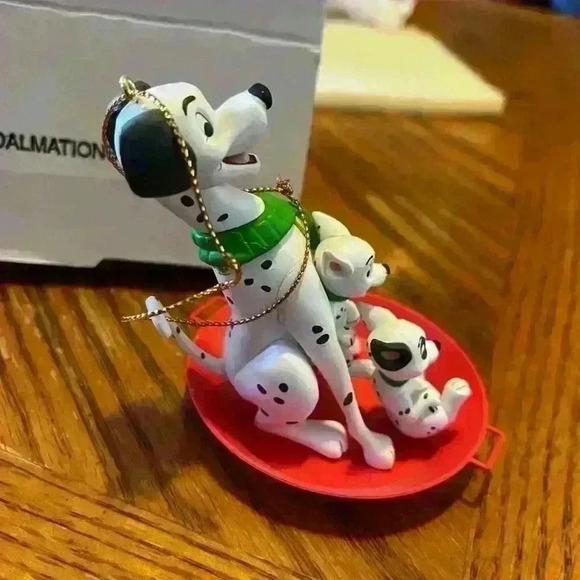 Disney 101 Dalmations Ornament Grolier Christmas Magic Dog Puppies Sled with box - Picture 3 of 4